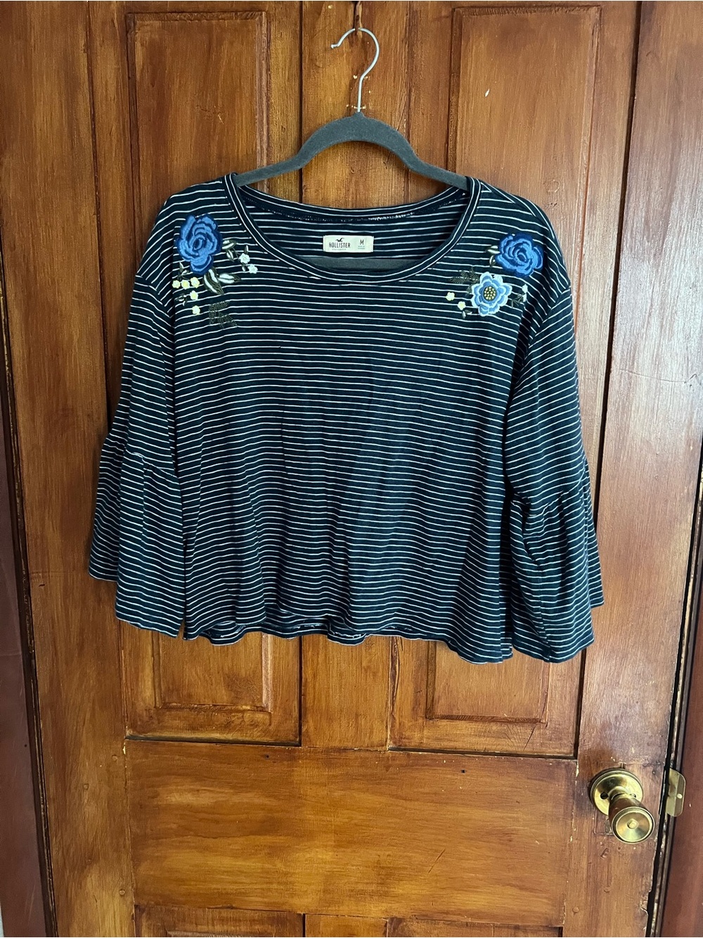 Hollister Navy and White Striped Top